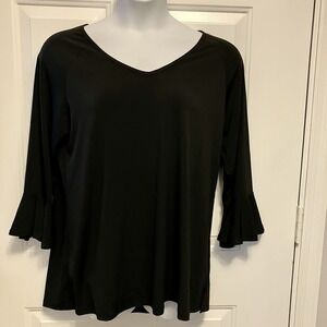 NWT Mountain Mamas Size‎ L L/XL 3/4 Sleeves Black Tunic V Neck Shirt Top